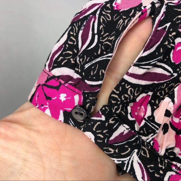 TERRA & SKY dress in black, pink, purple floral pattern with ruffled fla… - Picture 7 of 11